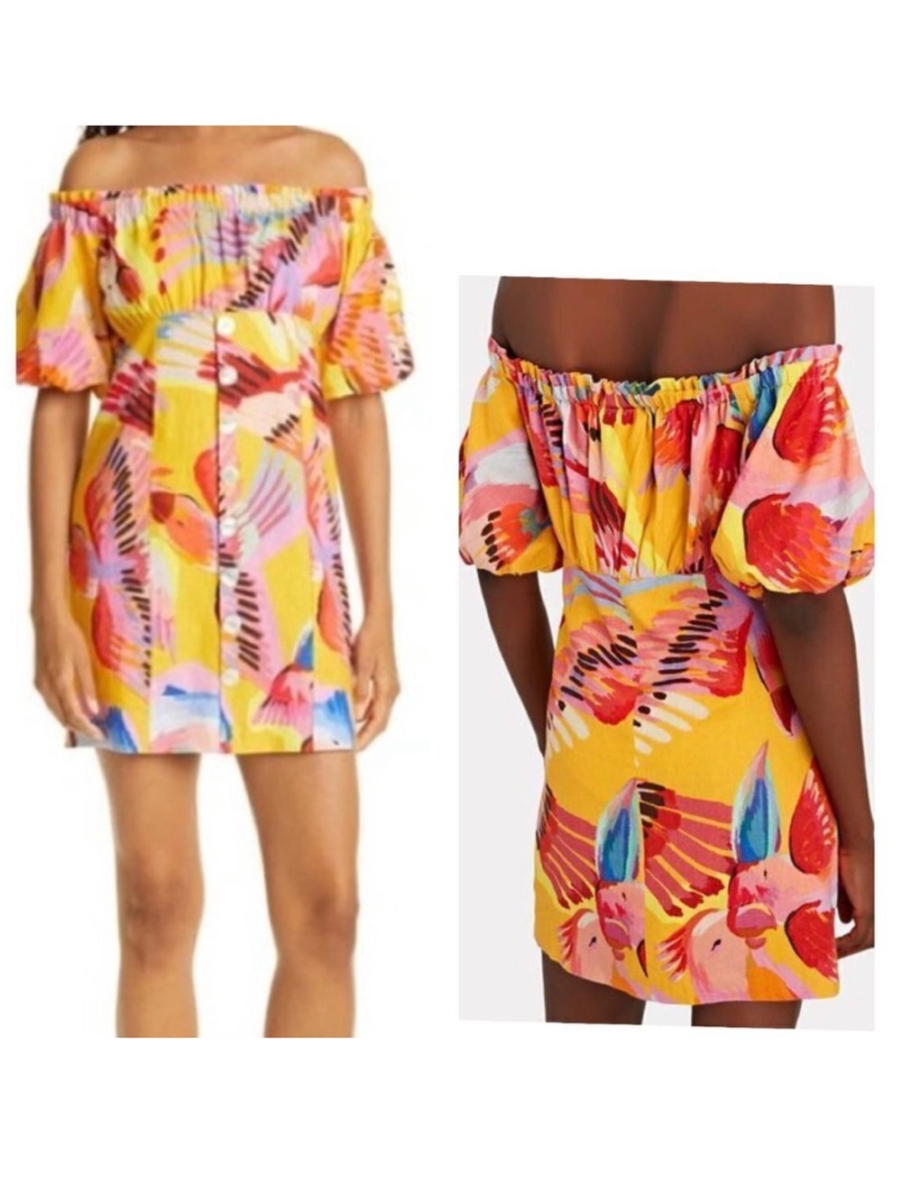 FARM Rio Yellow Macaw Button-Front Dress - Picture 8 of 8